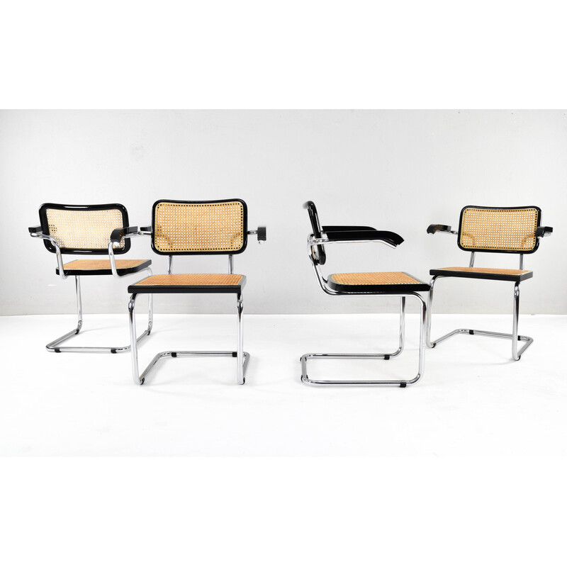 Set di 4 sedie italiane B64 Cesca di Marcel Breuer, anni '70, della metà del secolo scorso