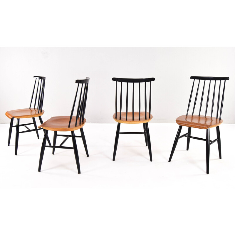 Set van 4 mid-eeuwse Scandinavische Fanett eetkamerstoelen van Ilmari Tapiovaara