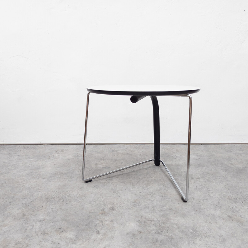 Table basse vintage en acier, bois laqué blanc et bois courbé par Wulf Schneider et Ulrich Böhme, 1984
