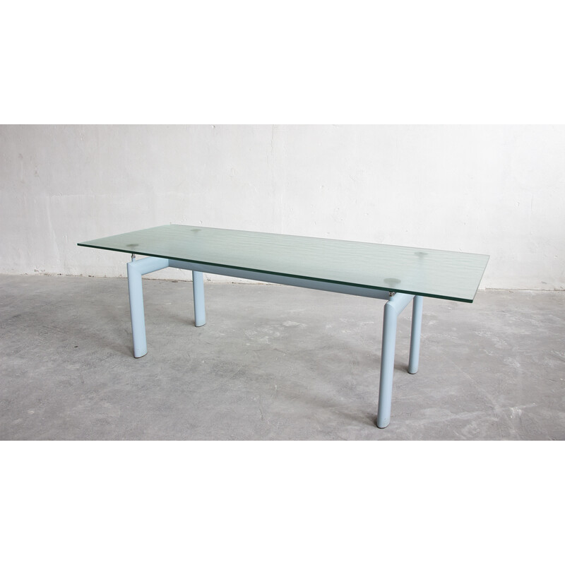 Vintage-Tisch Lc6 aus Kristallglas und Metall von Charlotte Perriand, Le Corbusier und Pierre Jeanneret für Cassina, 1980