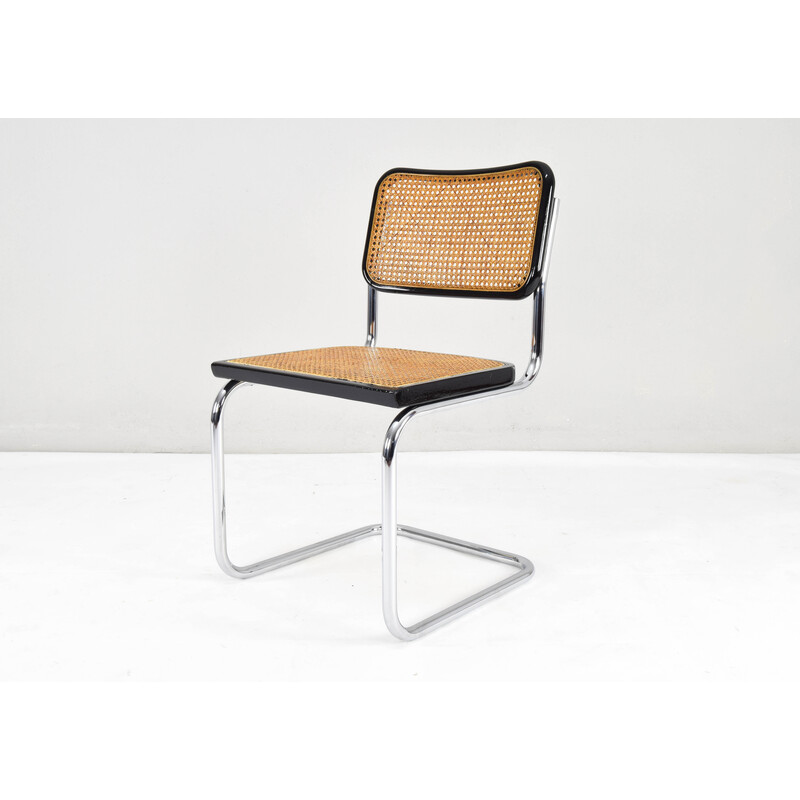 Ensemble de 4 chaises vintage Cesca en hêtre et chrome par Marcel Breuer, Italie 1970