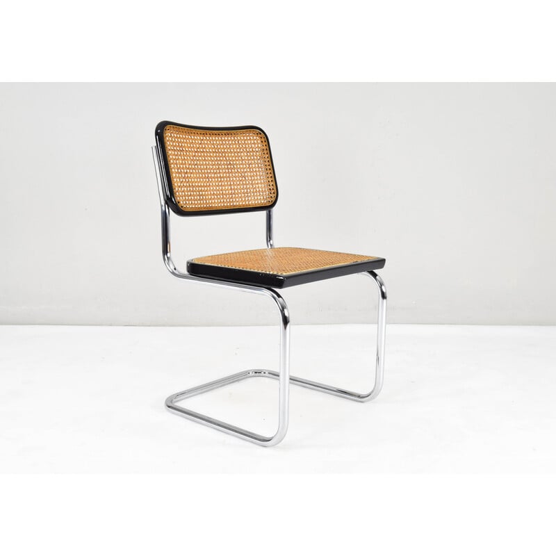 Ensemble de 4 chaises vintage Cesca en hêtre et chrome par Marcel Breuer, Italie 1970