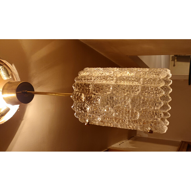 Lámpara de suspensión vintage de cristal de Carl Fagerlund para Orrefors, 1970