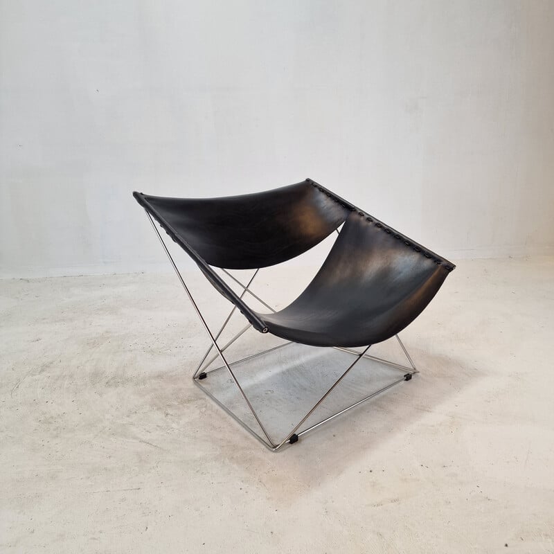 Vintage butterfly armchair F675 in metal and leather by Pierre Paulin for Artifort, France 1963s