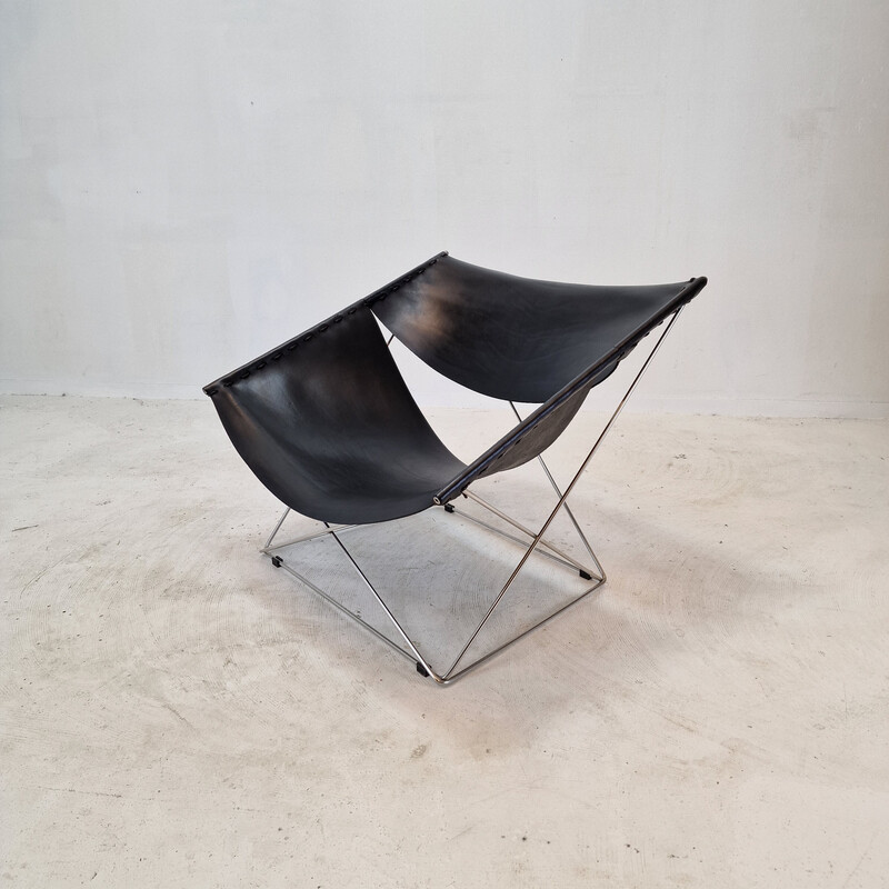 Vintage butterfly armchair F675 in metal and leather by Pierre Paulin for Artifort, France 1963s