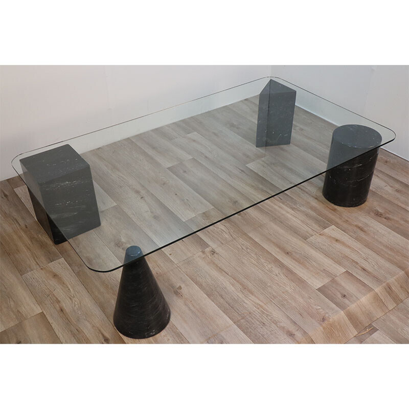 Vintage marble and glass coffee table, 1970s