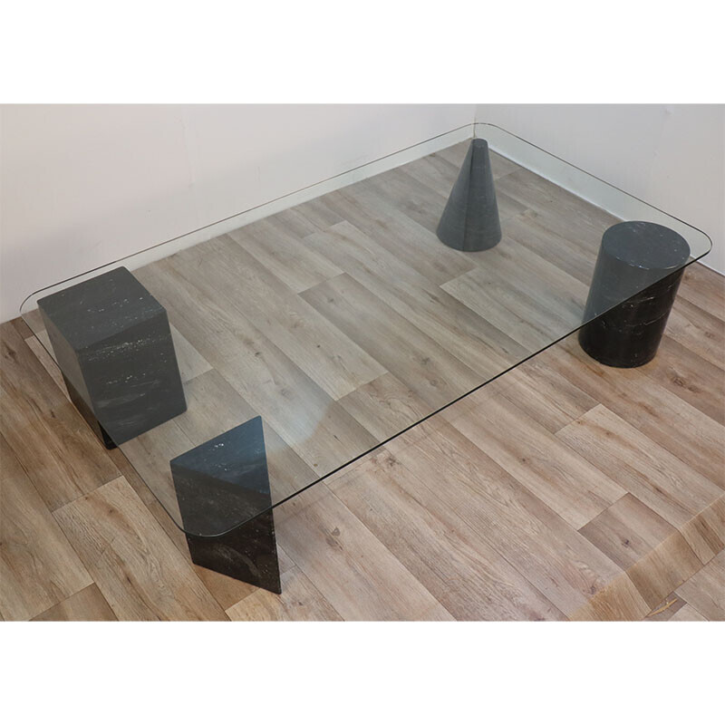 Vintage marble and glass coffee table, 1970s