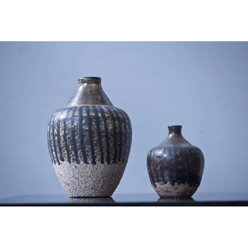 Pair of vintage stoneware vases by Mari Simmulson for Upsala-Ekeby, Sweden 1967s