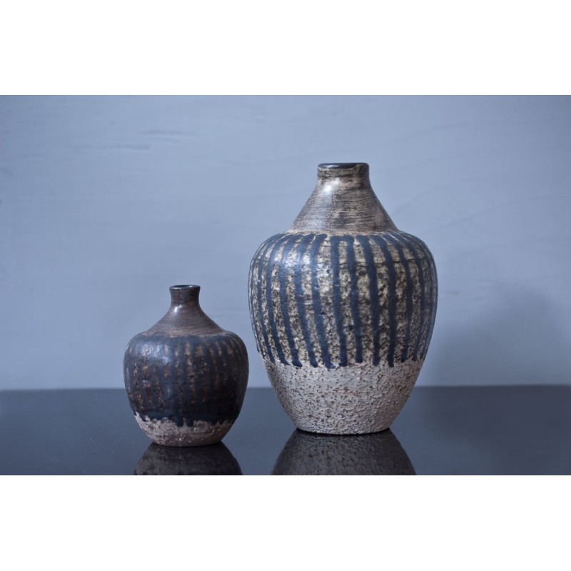 Pair of vintage stoneware vases by Mari Simmulson for Upsala-Ekeby, Sweden 1967s