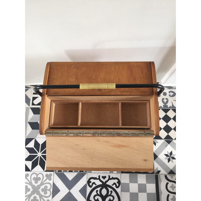 Vintage sewing work table with compass feet - 1950s