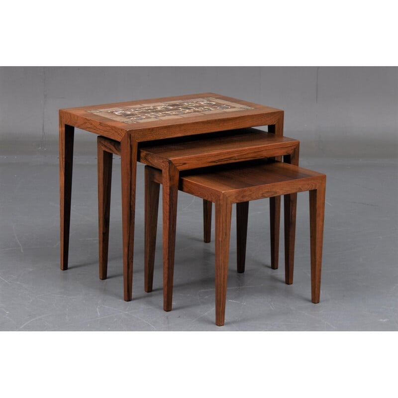 Vintage Scandinavian rosewood nesting tables by Severin Hansen for Haslev, 1960s