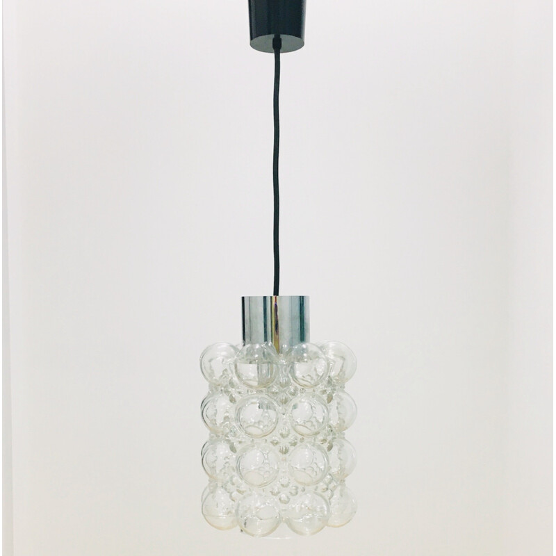 Lámpara colgante de vidrio burbuja de mediados de siglo, Helena Tynell para Limburg, Alemania Años 60