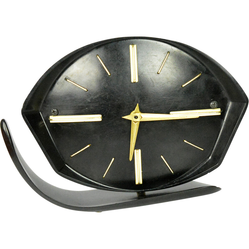 Horloge de cheminée vintage en bakélite, Tchécoslovaquie 1950