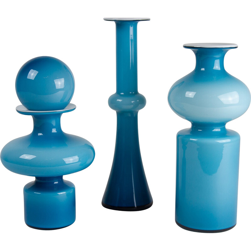 Conjunto de 3 vasos de Carnaby dinamarqueses vintage de Per Lütken para Holmegaard, década de 1960