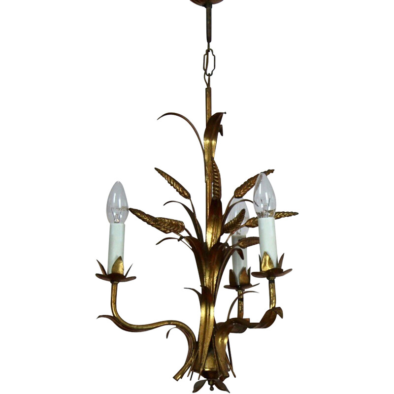 Vintage exotic Hollywood Regency wheat sheaf chandelier by Hans Kögl, Germany 1970s