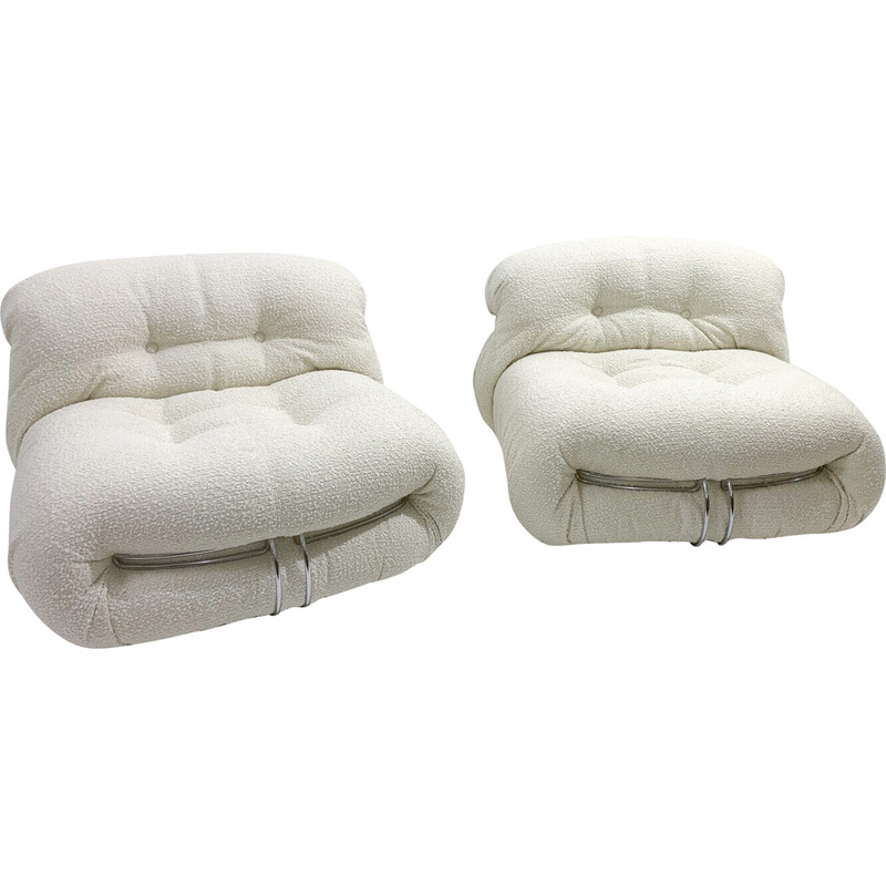 Pair of vintage "Soriana" armchairs by Afra and Tobia Scarpa for Cassina, Italy 1970s