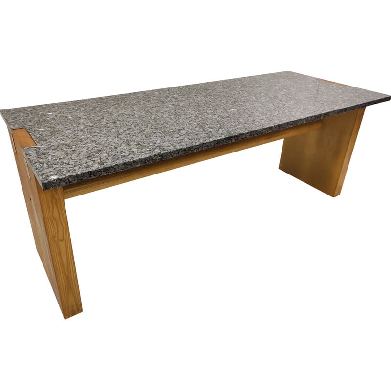Vintage Valmarana console in ashwood and granite by Carlo Scarpa for Simon, Italy 1972s