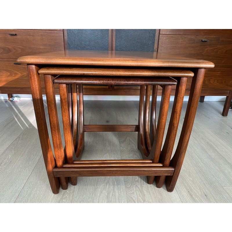 Vintage G Plan teak and afromosia Fresco range square nesting tables, 1970s