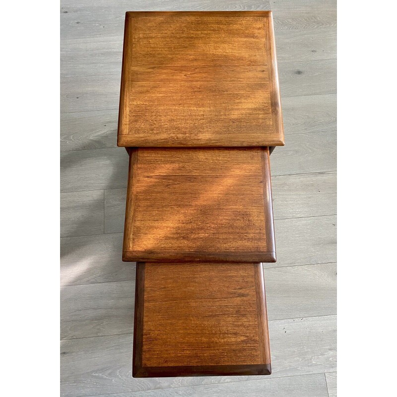 Vintage G Plan teak and afromosia Fresco range square nesting tables, 1970s