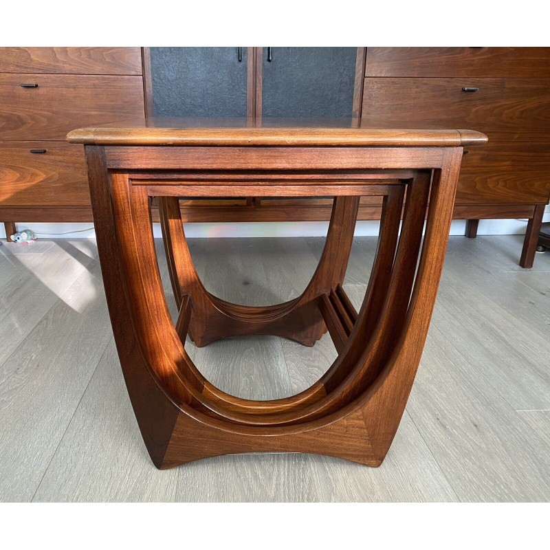 Vintage G Plan teak and afromosia Fresco range square nesting tables, 1970s