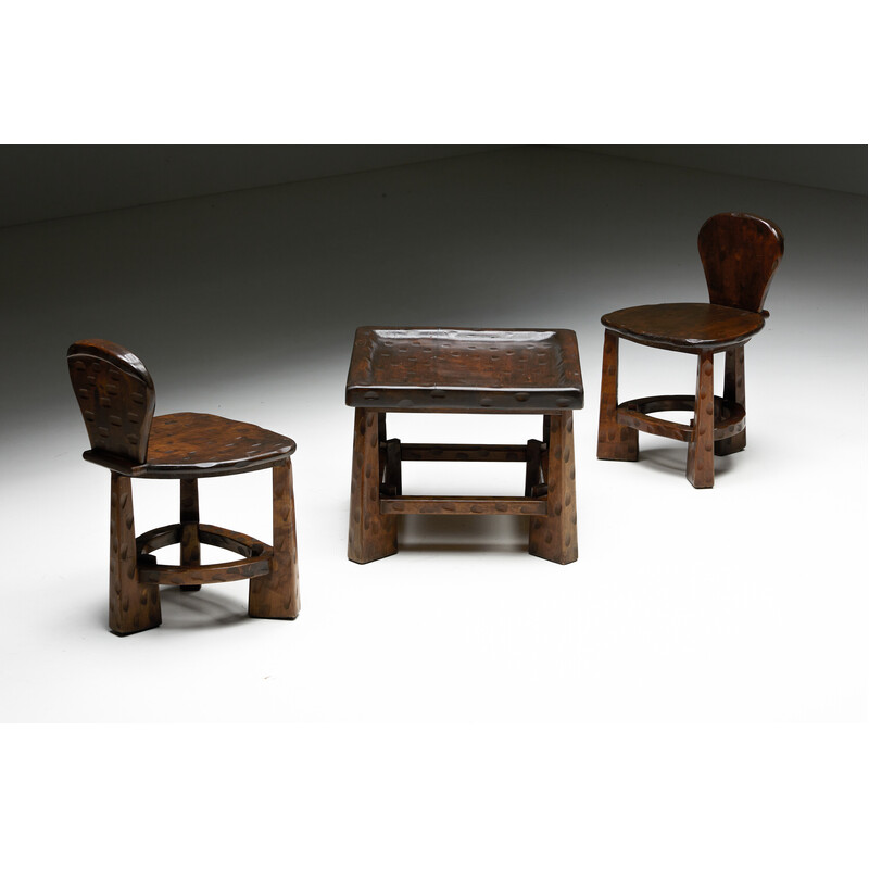 Set van 4 vintage artisanale biologische stoelen, Frankrijk 1950