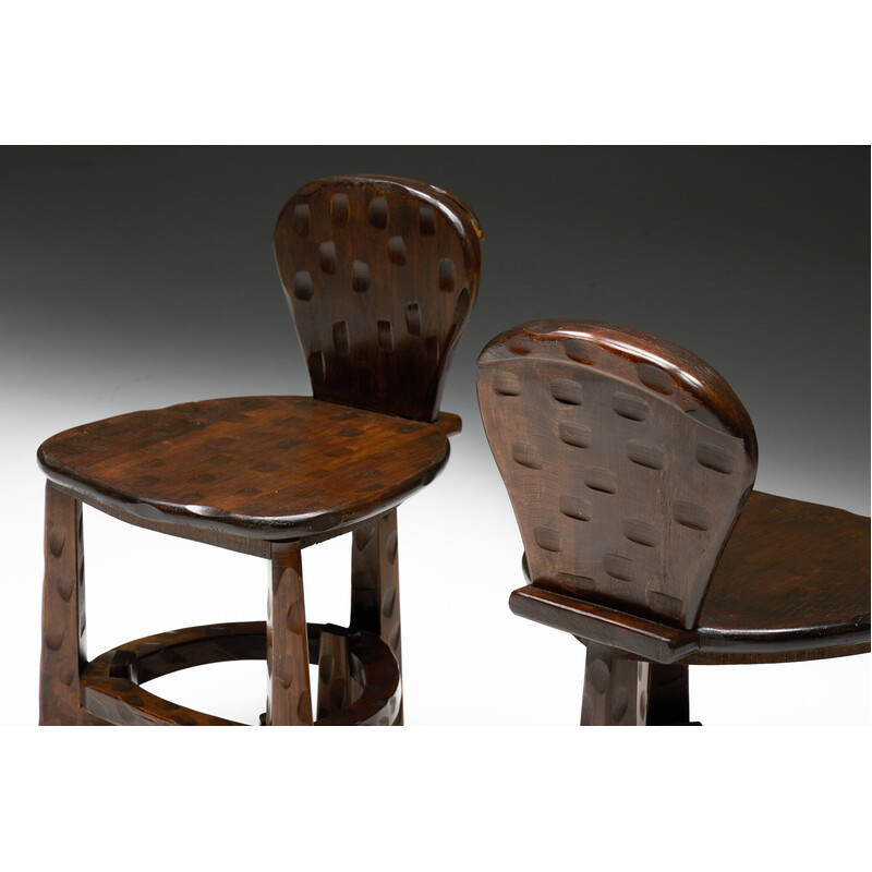 Juego de 4 sillas vintage orgánicas artesanales, Francia años 50