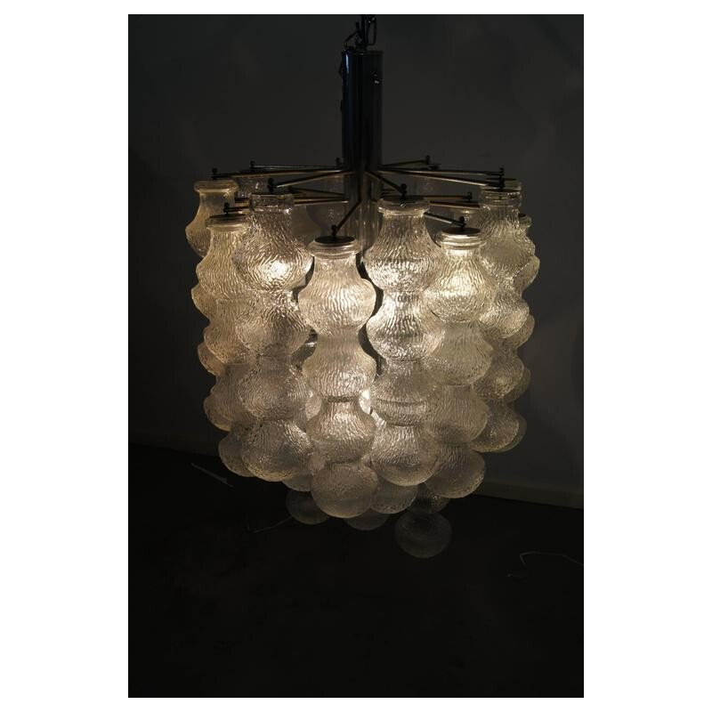 Large layered bubble glass chandelier - 1960s