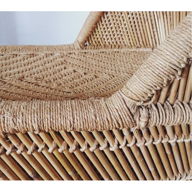 Vintage wicker and rope meridienne