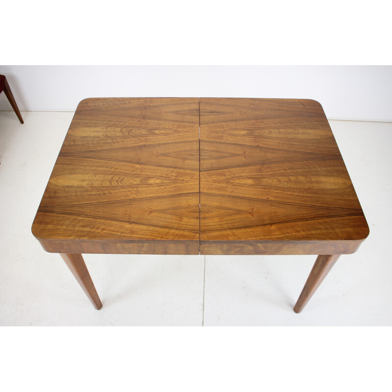 Vintage walnut dining set by Jindrich Halabala, Czechoslovakia 1957