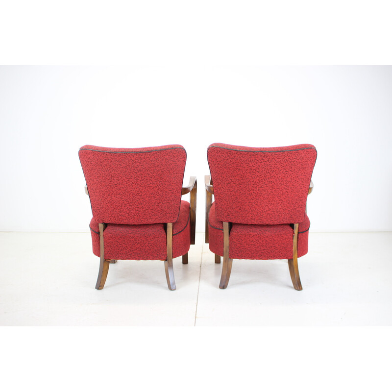 Pair of vintage armchairs H-237 by Jindrich Halabala, Czechoslovakia 1950s