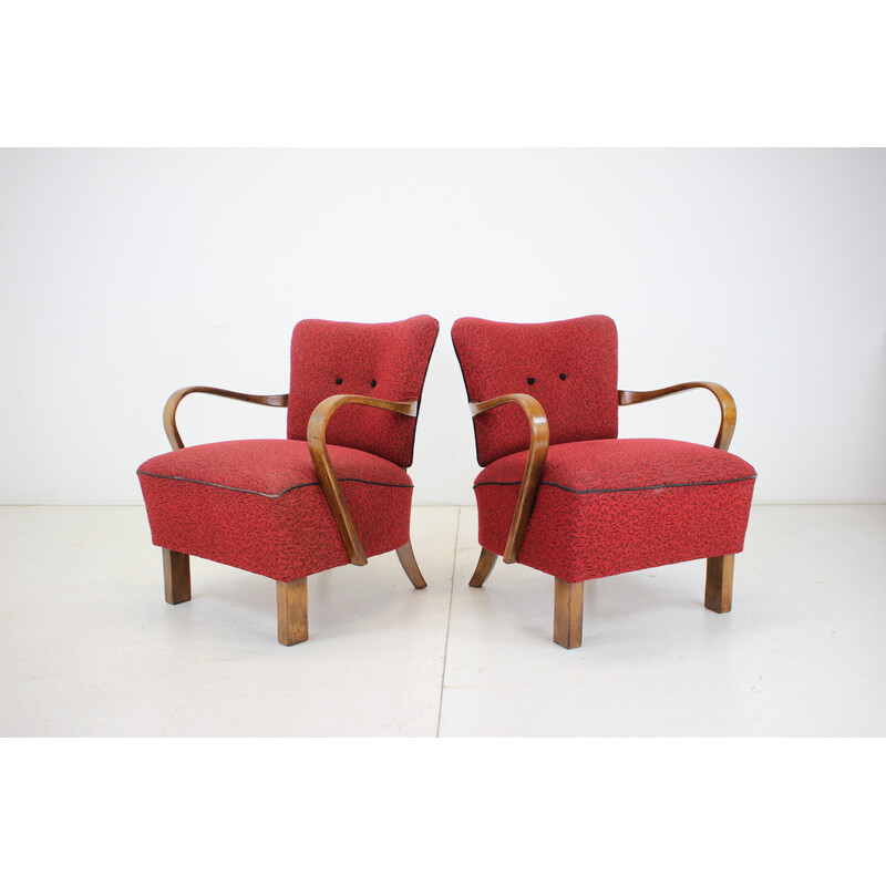 Pair of vintage armchairs H-237 by Jindrich Halabala, Czechoslovakia 1950s