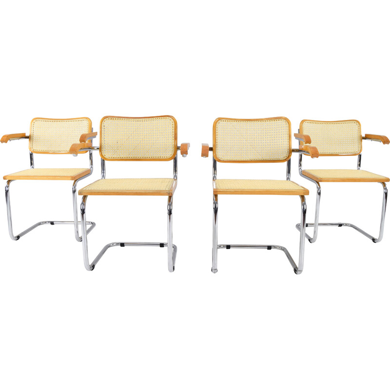 Set of 4 mid-century Italian B64 Cesca chairs by Marcel Breuer, 1970