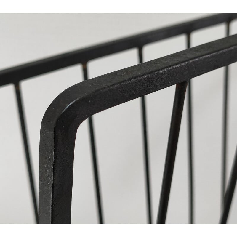 Vintage magazine rack in black wrought iron, France 1960s