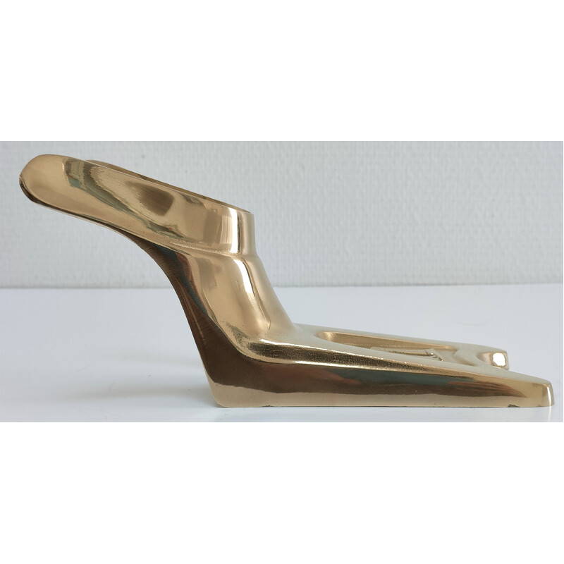 Vintage boot jack in golden brass, France 1960s