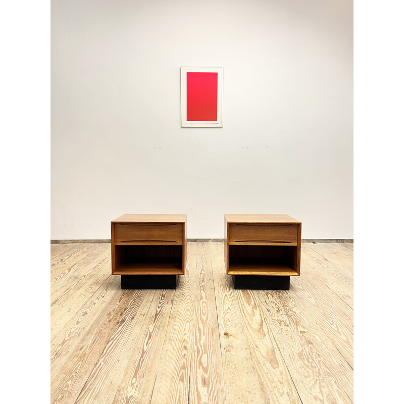 Pair of mid-century Danish night stands in teak by Dyrlund, 1960