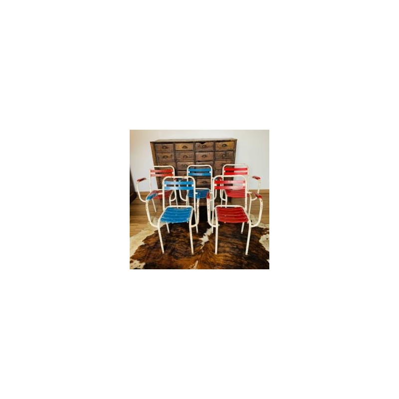 Ensemble de 5 fauteuils vintage Tolix T2, 1950