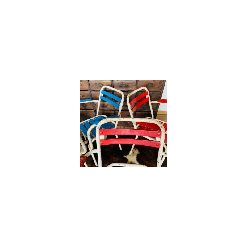 Set van 5 vintage Tolix T2 fauteuils, 1950