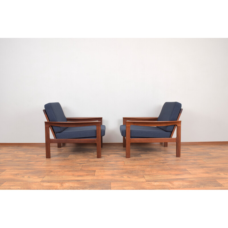 Paar mid-century Deense teakhouten fauteuils van Arne Vodder voor Komfort, 1960