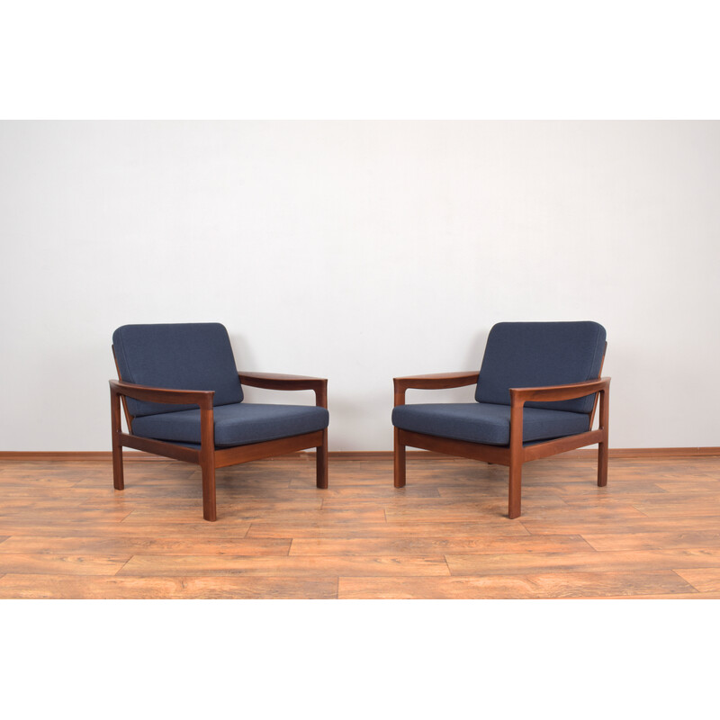 Pair of mid-century Danish teak armchairs by Arne Vodder for Komfort, 1960s