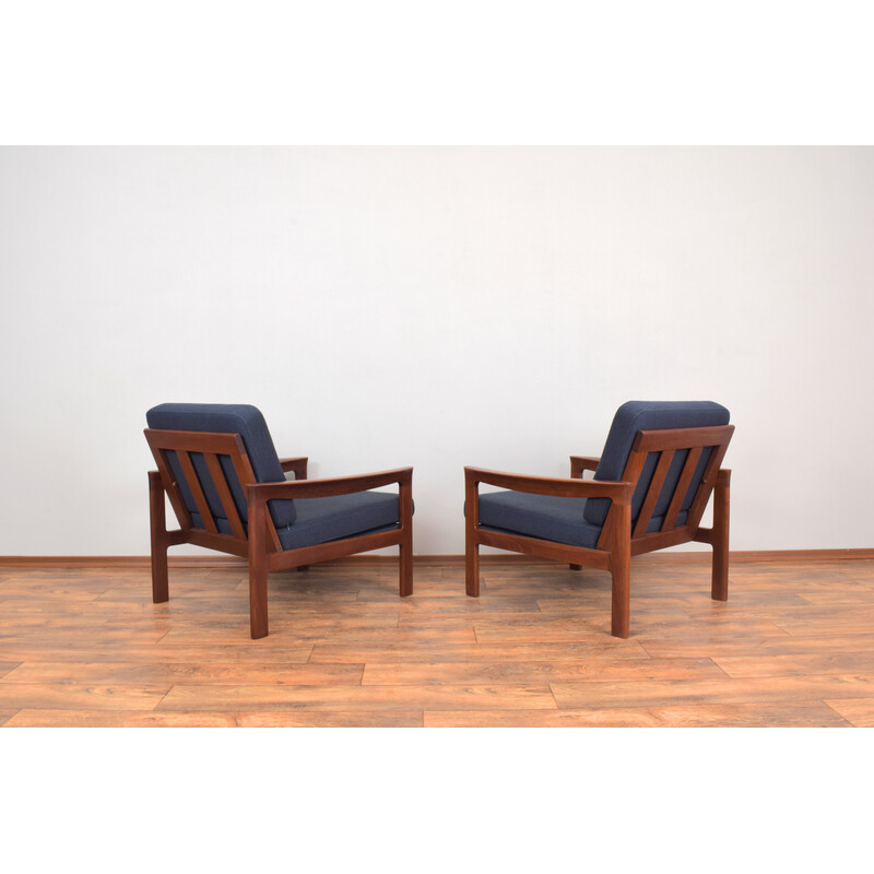 Paar mid-century Deense teakhouten fauteuils van Arne Vodder voor Komfort, 1960