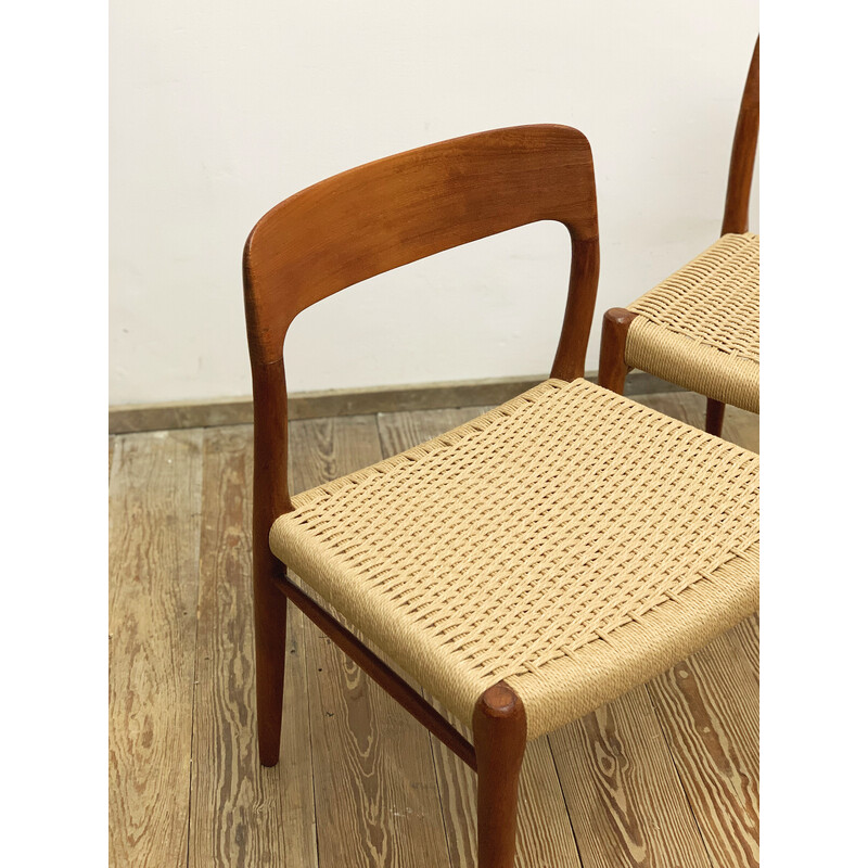 Pair of mid-century model 75 chairs in teak by Niels O. Møller for J.L. Moller, 1950