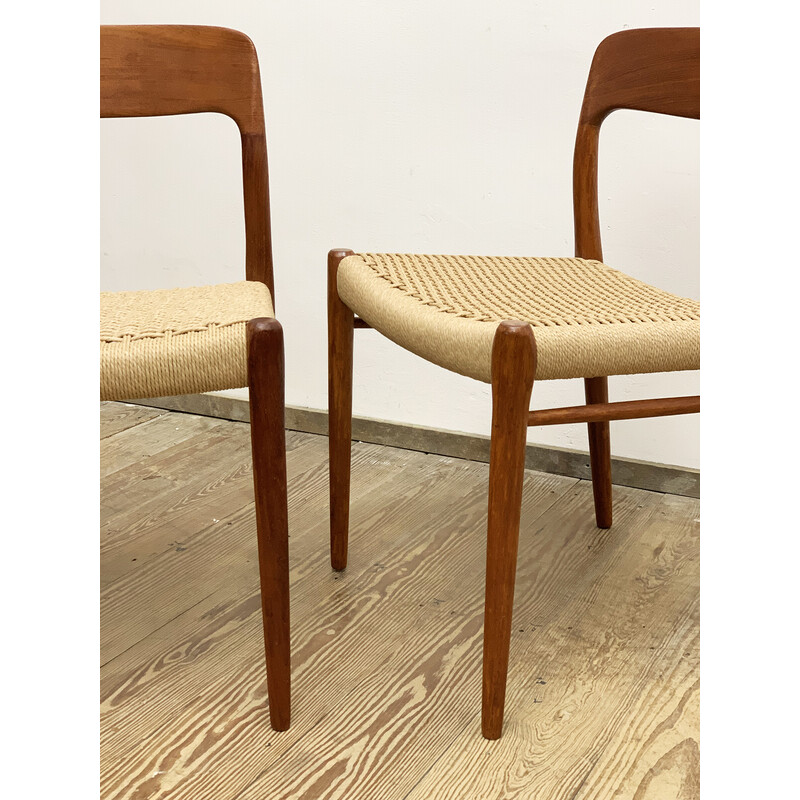 Pair of mid-century model 75 chairs in teak by Niels O. Møller for J.L. Moller, 1950