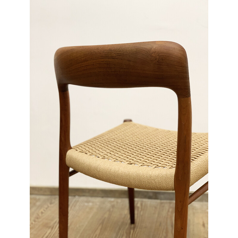 Mid-century Danish model 75 chair in teak by Niels O. Møller for J.L. Moller, 1950s