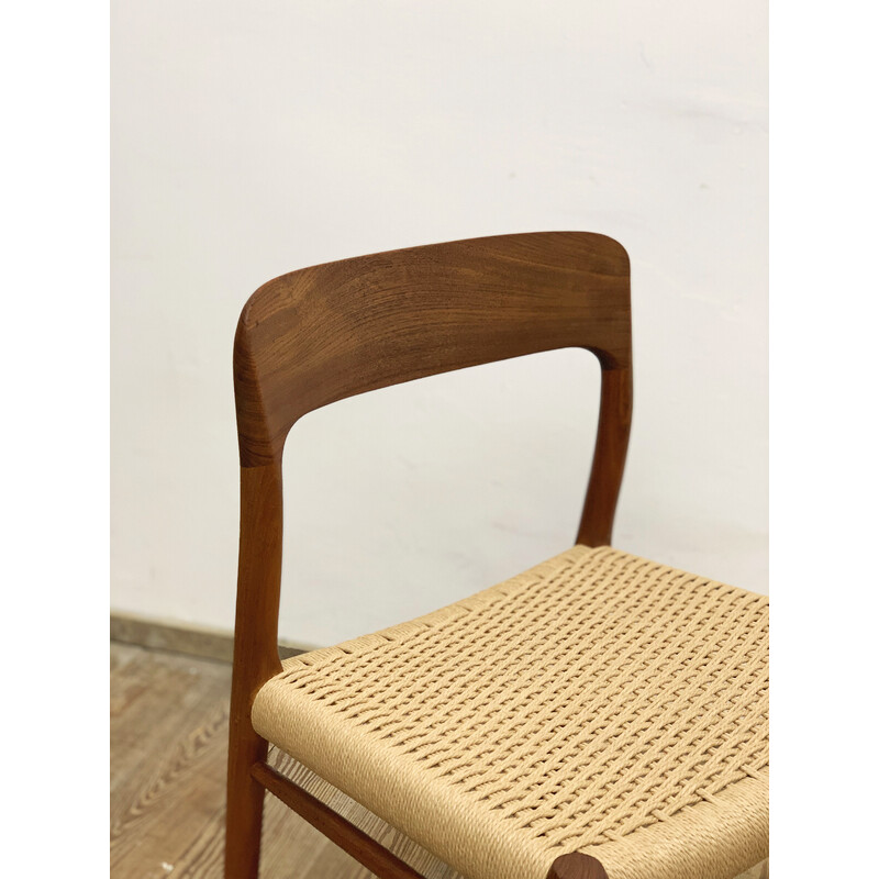 Mid-century Danish model 75 chair in teak by Niels O. Møller for J.L. Moller, 1950s