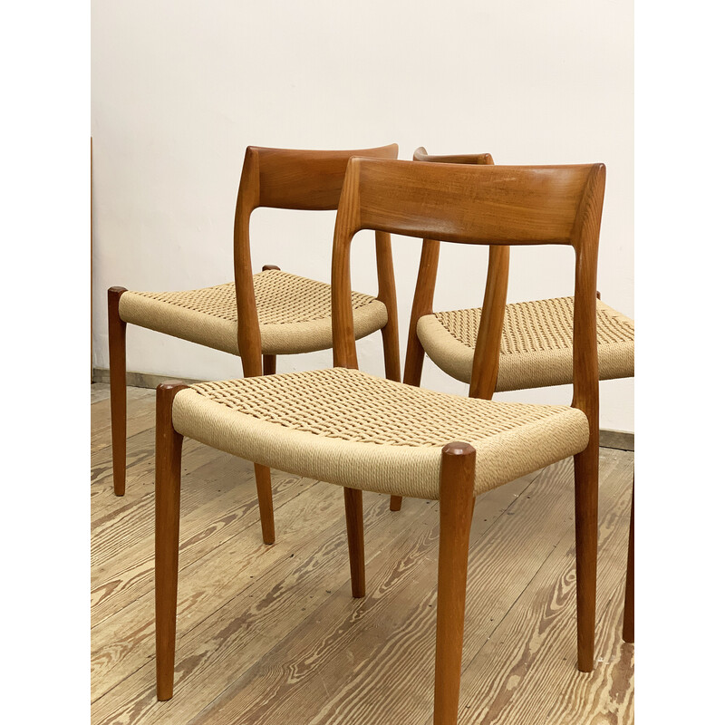 Set of 6 vintage Danish model 77 chairs by Niels O. Møller for J.L Møllers Møbelfabrik, 1950