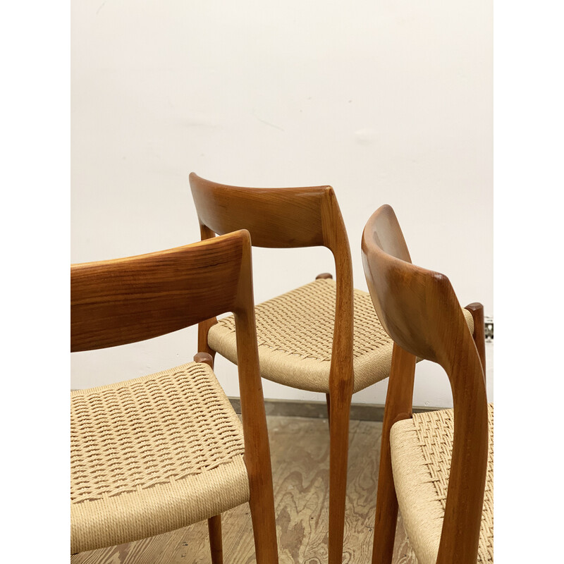 Set of 6 vintage Danish model 77 chairs by Niels O. Møller for J.L Møllers Møbelfabrik, 1950