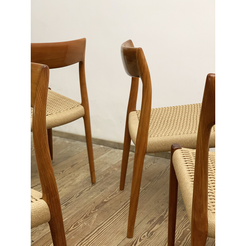 Set of 6 vintage Danish model 77 chairs by Niels O. Møller for J.L Møllers Møbelfabrik, 1950