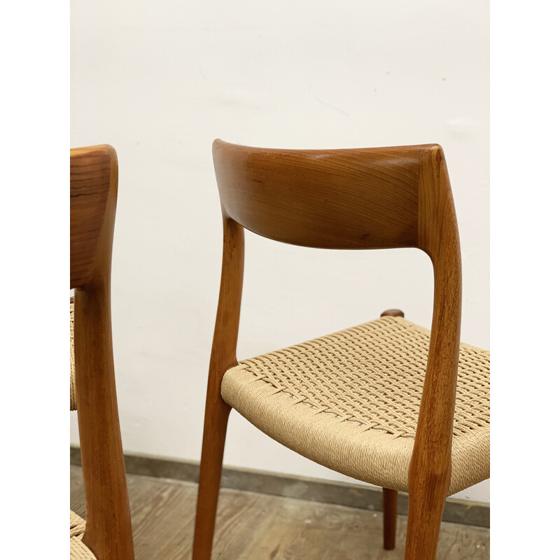 Set of 6 vintage Danish model 77 chairs by Niels O. Møller for J.L Møllers Møbelfabrik, 1950