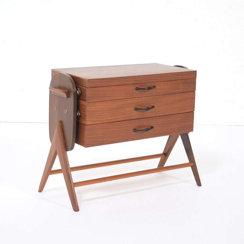 Mid-century teak sewing box - 1950s