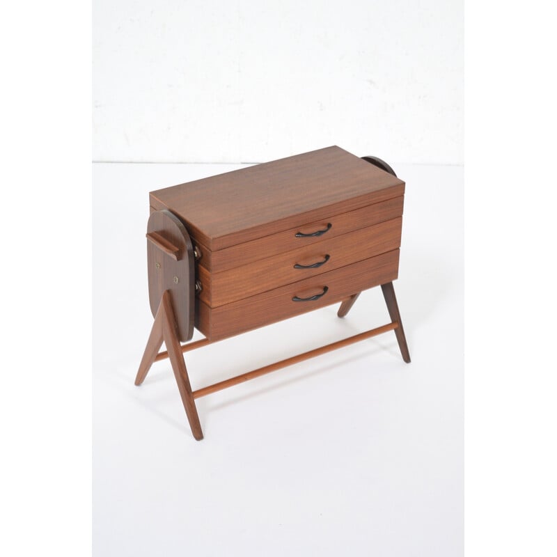 Mid-century teak sewing box - 1950s